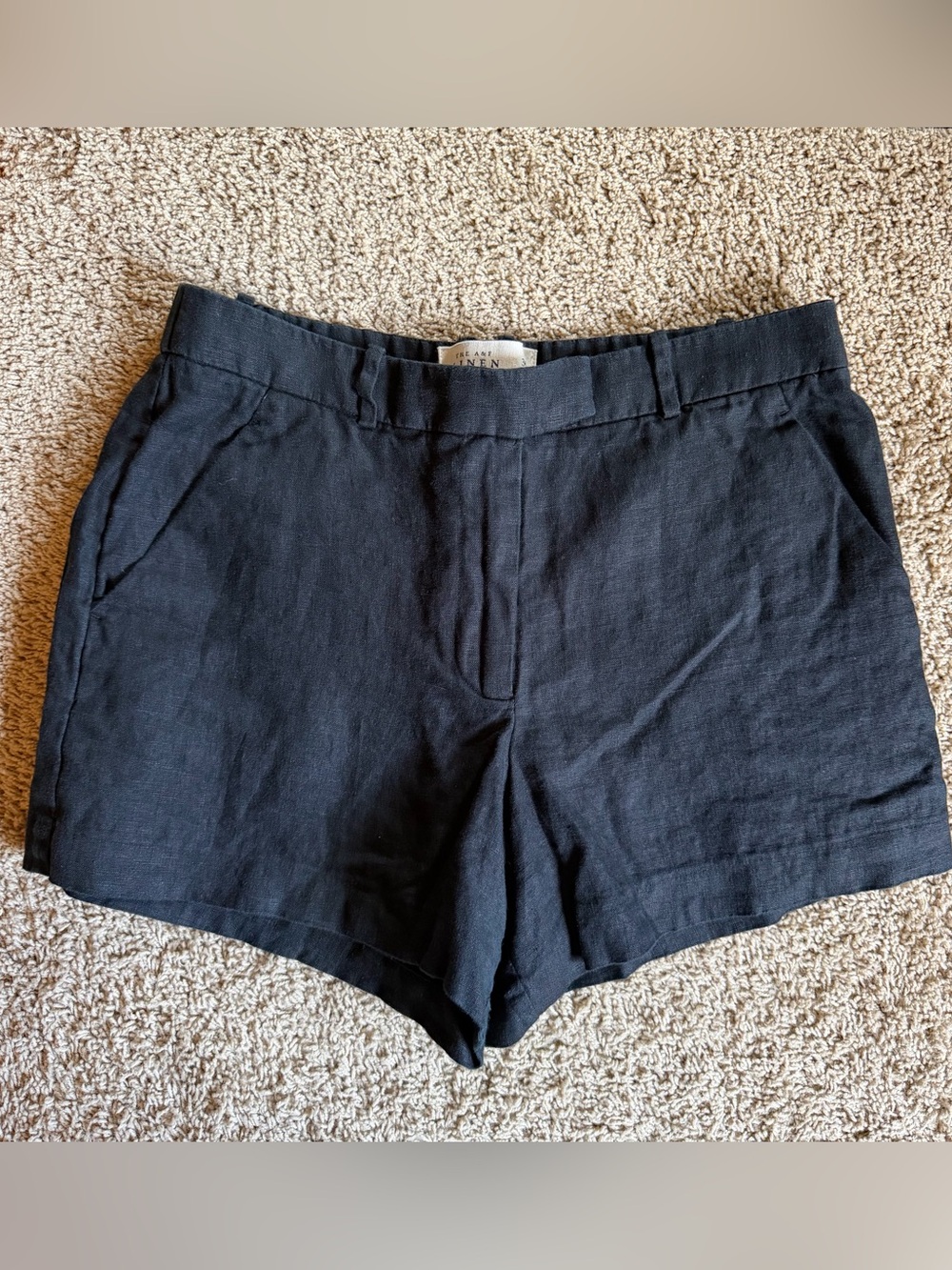 Abercrombie & Fitch Black High-Waist Linen Blend Shorts
